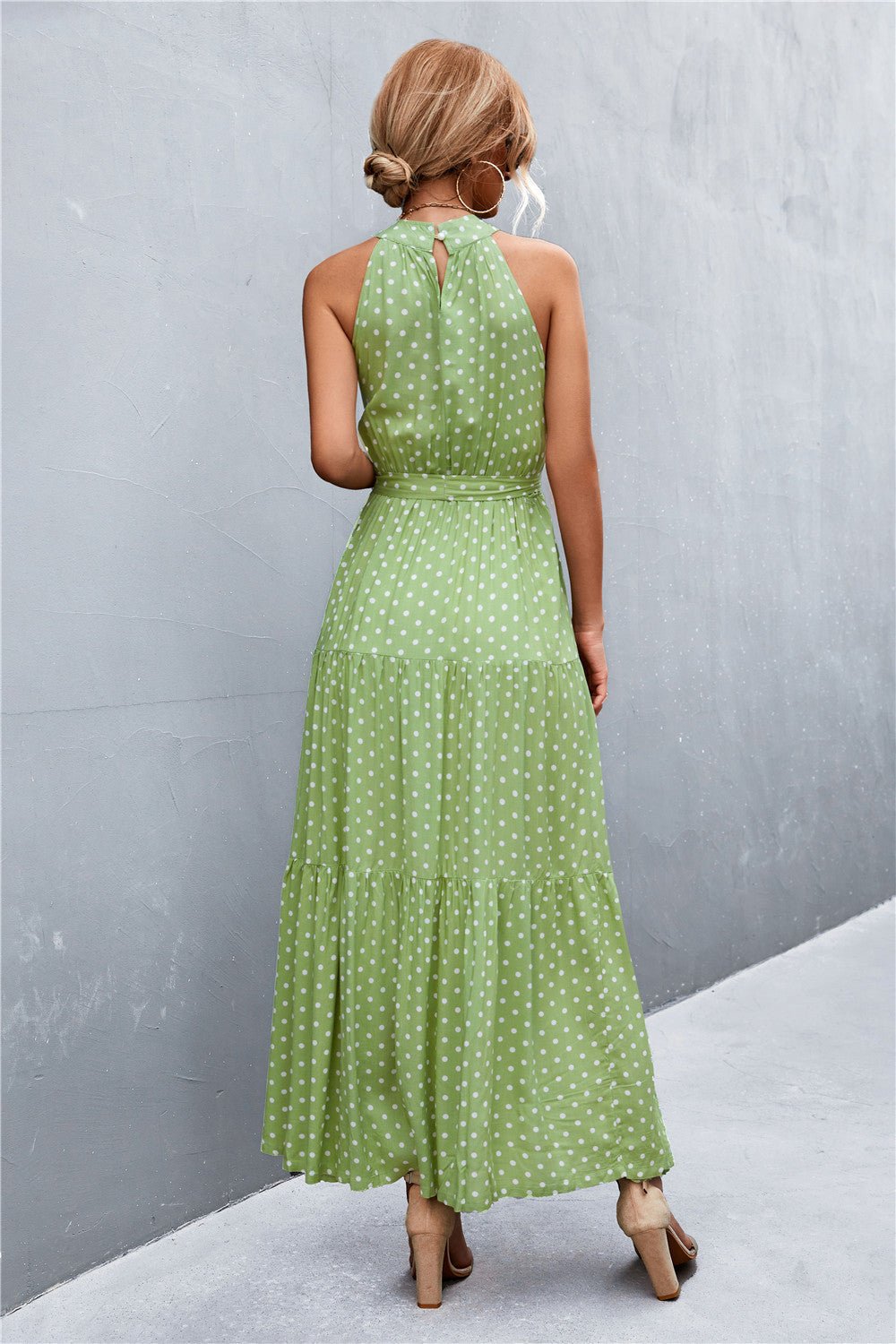 Printed Sleeveless Tie Waist Maxi Dress - KRE Prime Deals