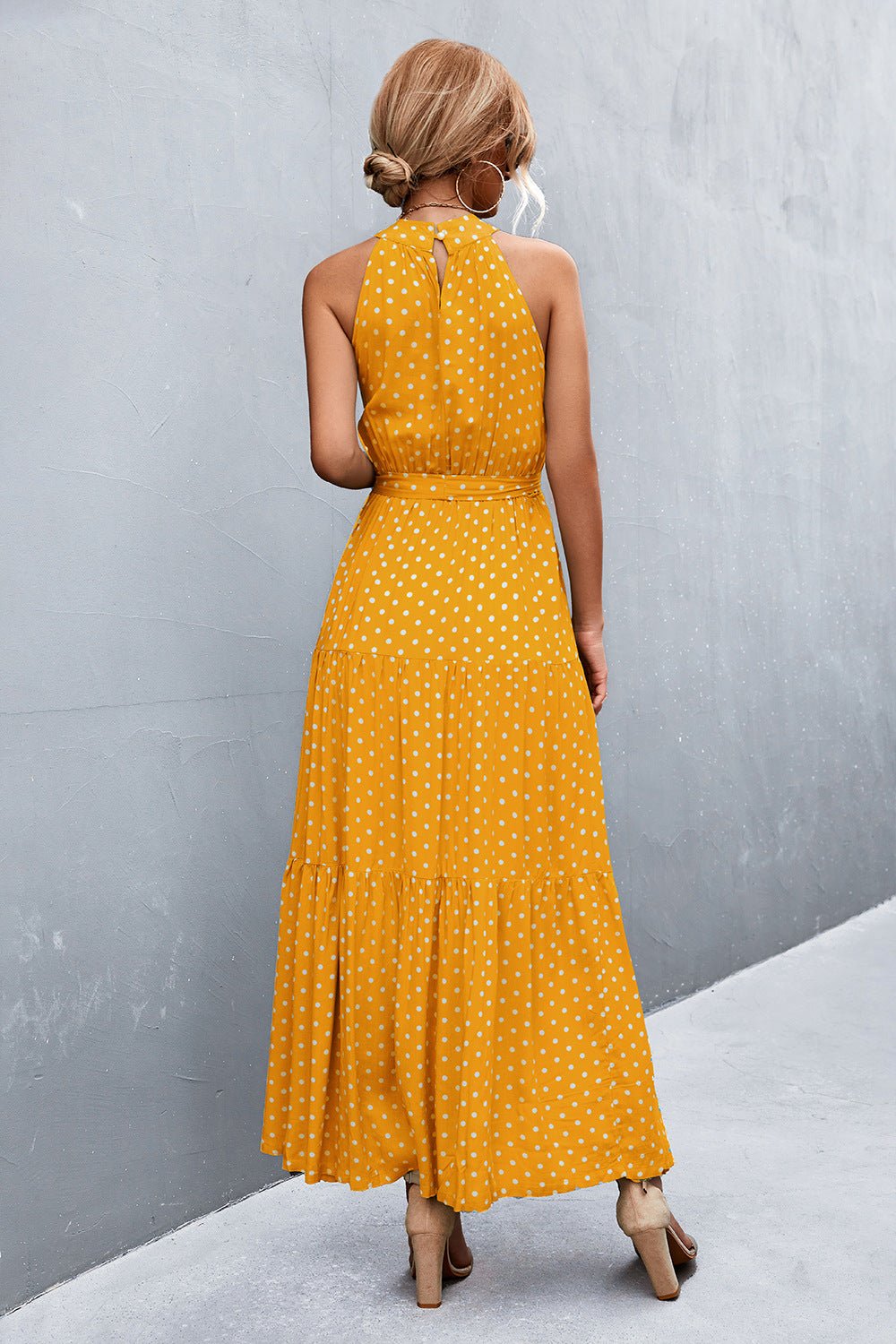Printed Sleeveless Tie Waist Maxi Dress - KRE Prime Deals