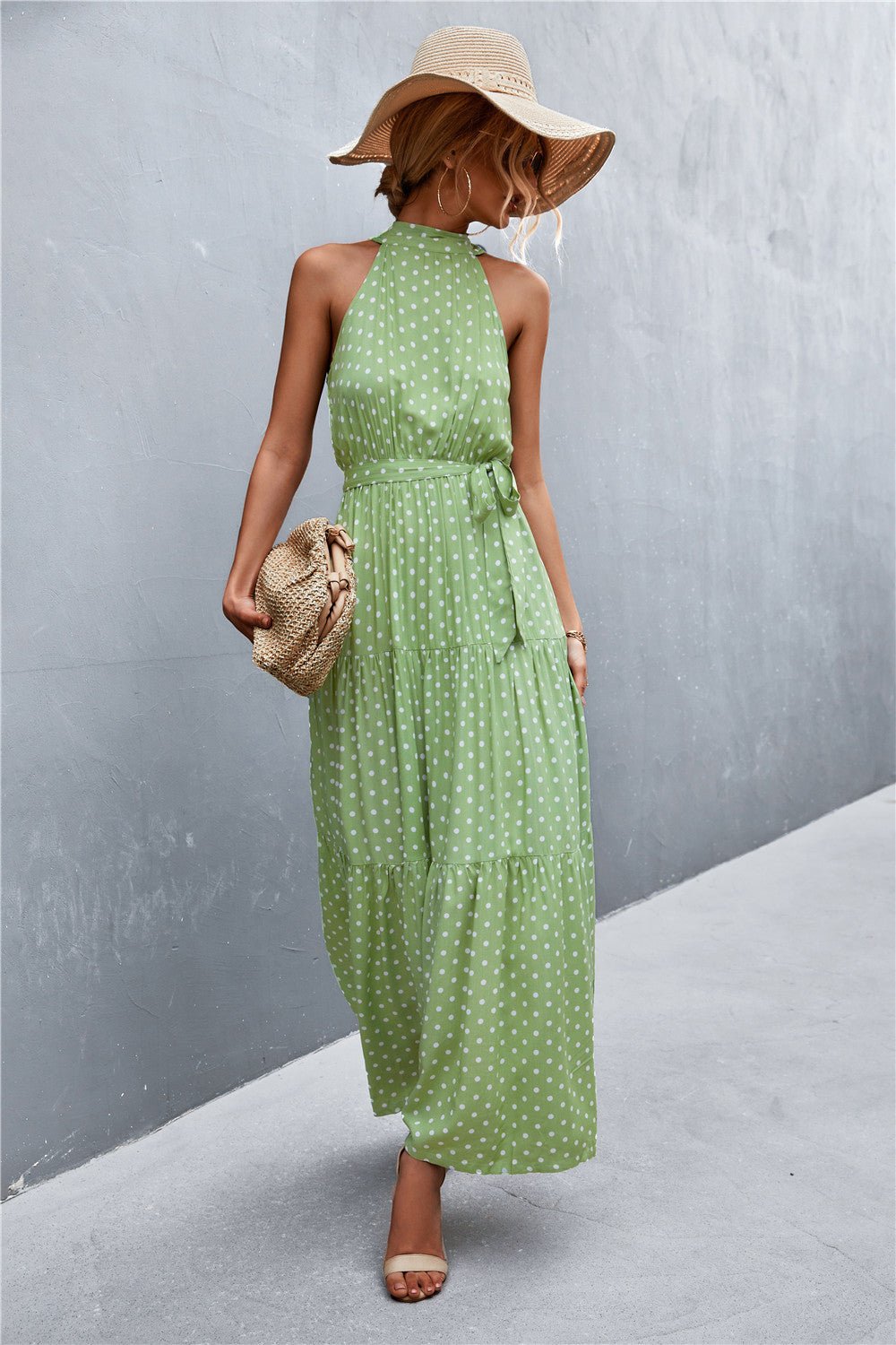 Printed Sleeveless Tie Waist Maxi Dress - KRE Prime Deals