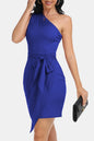 Tie Front One-Shoulder Sleeveless Dress - KRE Prime Deals