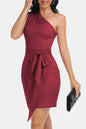 Tie Front One-Shoulder Sleeveless Dress - KRE Prime Deals