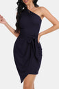 Tie Front One-Shoulder Sleeveless Dress - KRE Prime Deals